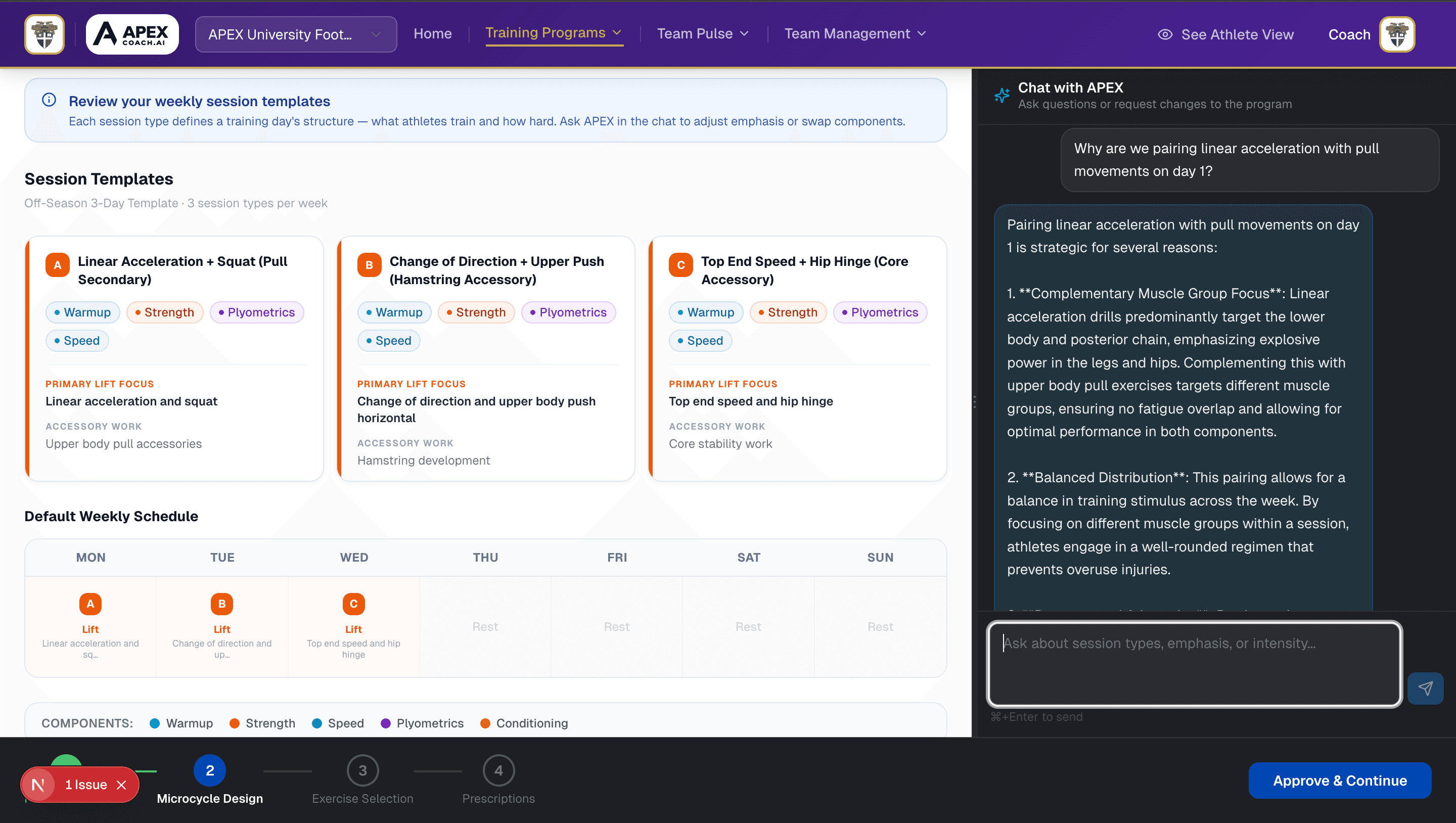 Design session templates with AI-assisted programming