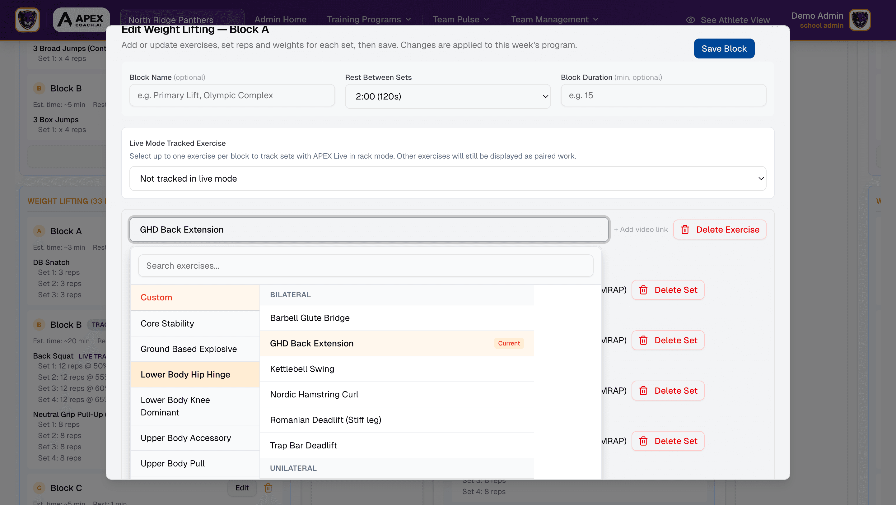 Browse and assign from the exercise library