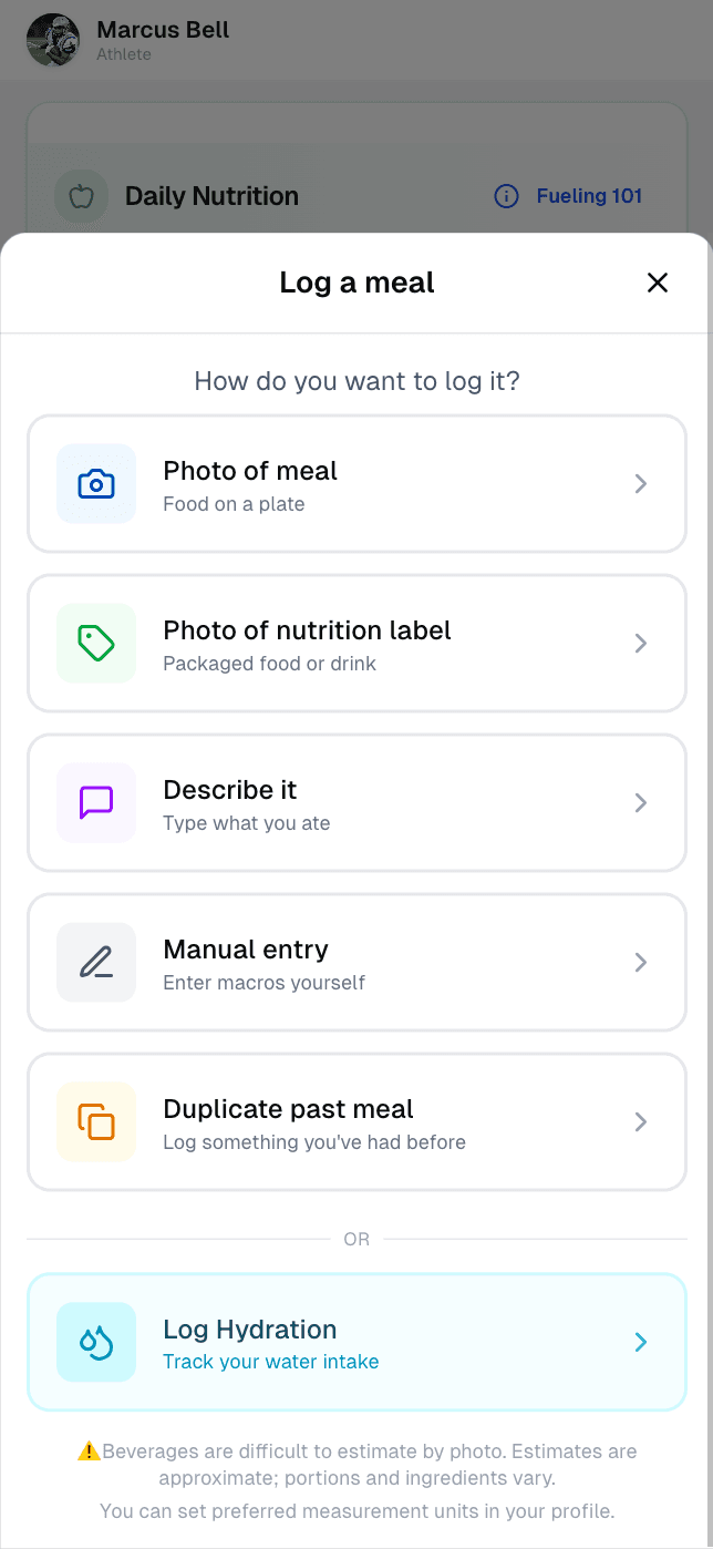 Log meals with a photo — macros tracked automatically